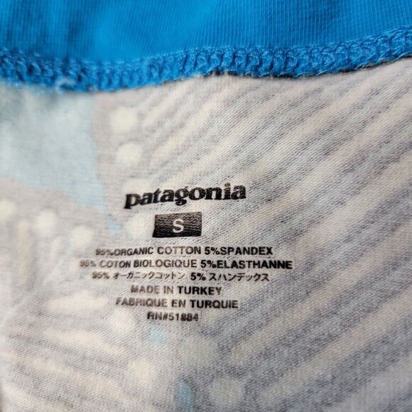 Patagonia Common Threads Mini Skirt Womens Small Blue Palm Leaf Stretches - Picture 3 of 7